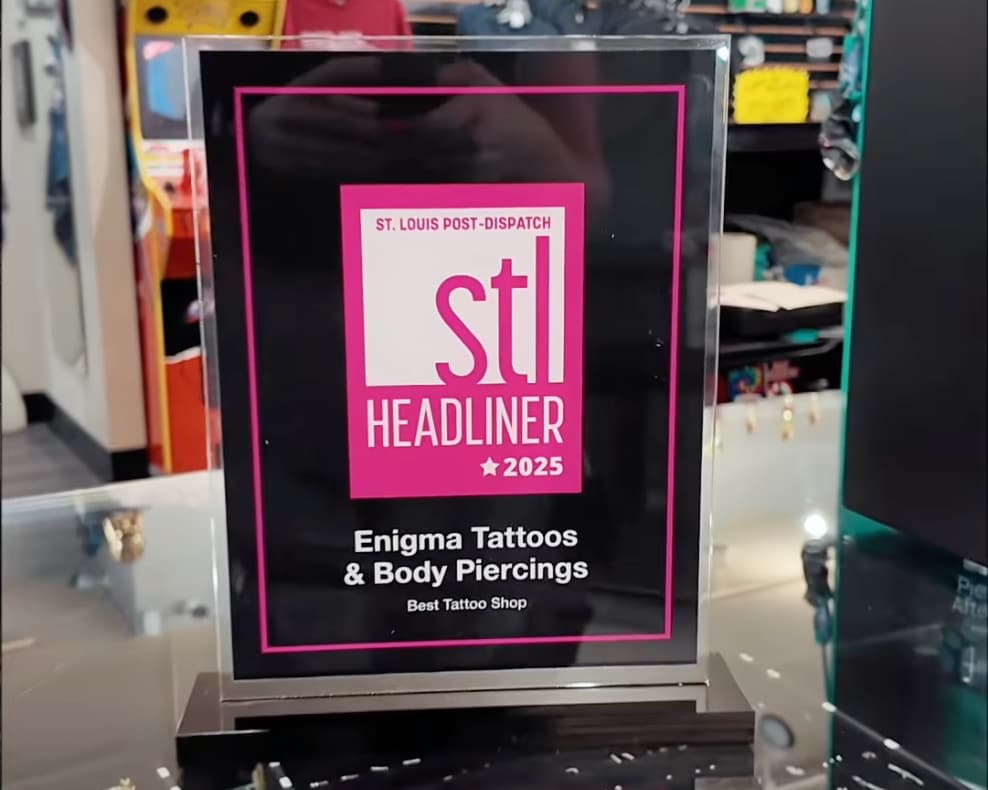 Award for Enigma Tattoos, Best Tattoo Shop 2025.
